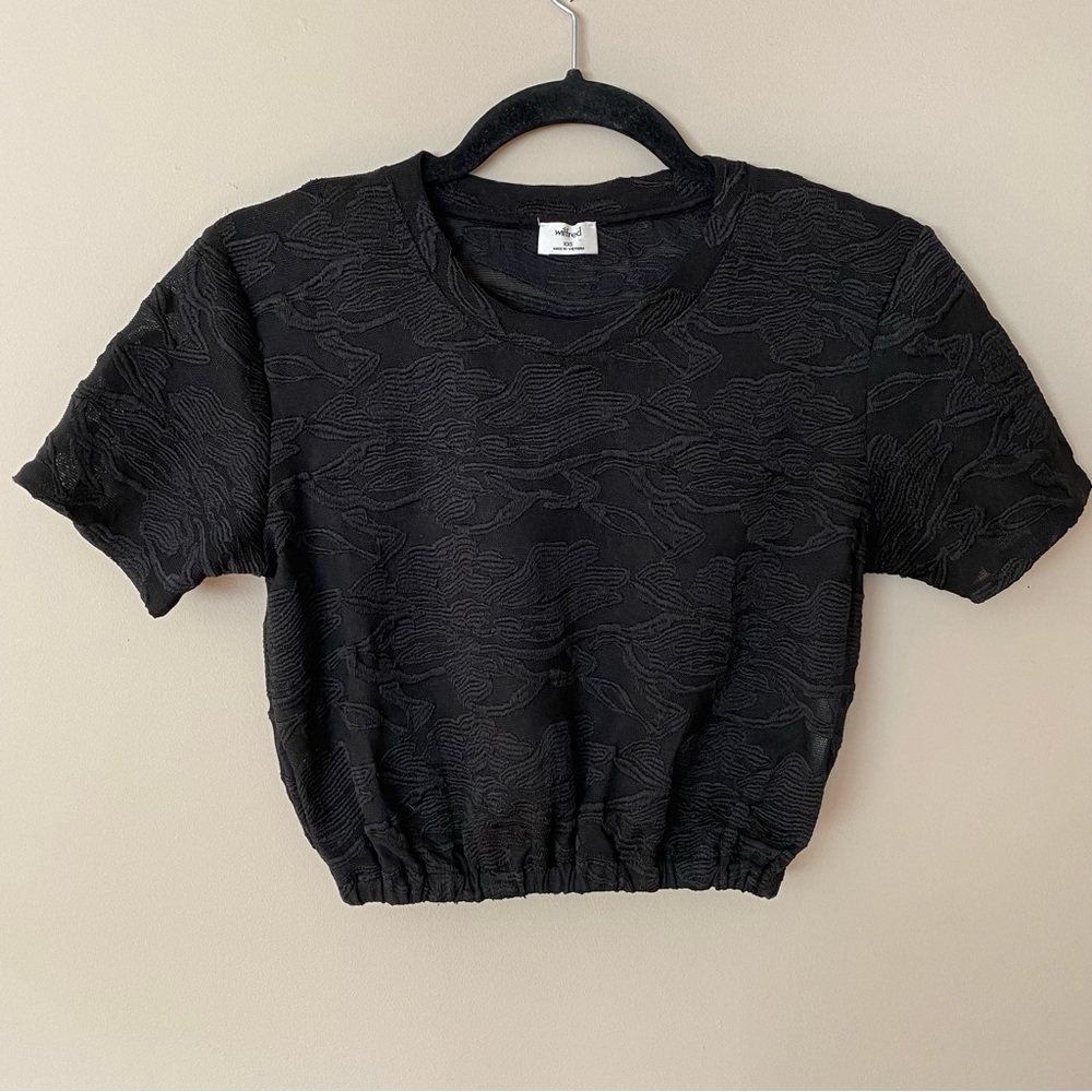 [XXS] Aritzia Wilfred Black Mesh Cropped Top